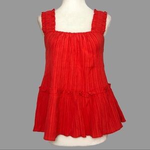 ❤️ XS ❤️ NWT Anthro Top Ruffled Peplum Square Neck Tank Crinkled Blouse